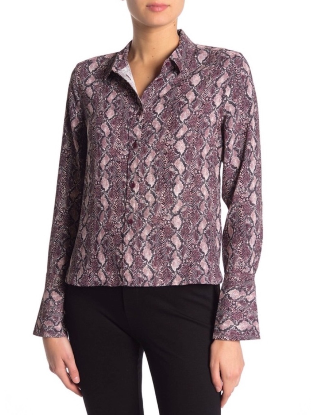 Equipment Huntley Snake Print Button Down Shirt Tawny Port Multi Size M